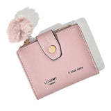Students Small Wallet Pu Multifunctional Coin Clip Plush Pendant Zipper