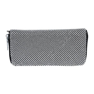 Rhinestone Wallet Handbag with Chain Strap Zipper Closure