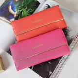 Women's Long Card Letter Buckle Handbag Three Fold Wallet