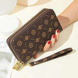 Printed Double Zipper Handbag Wallet for Women