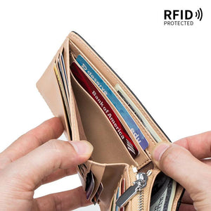 Men's Cow Leather Wallet Retro Two Fold Vertical Wallet