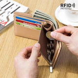 Men's Cow Leather Wallet Retro Two Fold Vertical Wallet