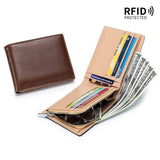 Men's Cow Leather Wallet Retro Two Fold Vertical Wallet