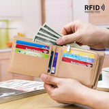 Men's Cow Leather Wallet Retro Two Fold Vertical Wallet