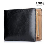 Men's Cow Leather Wallet Retro Two Fold Vertical Wallet