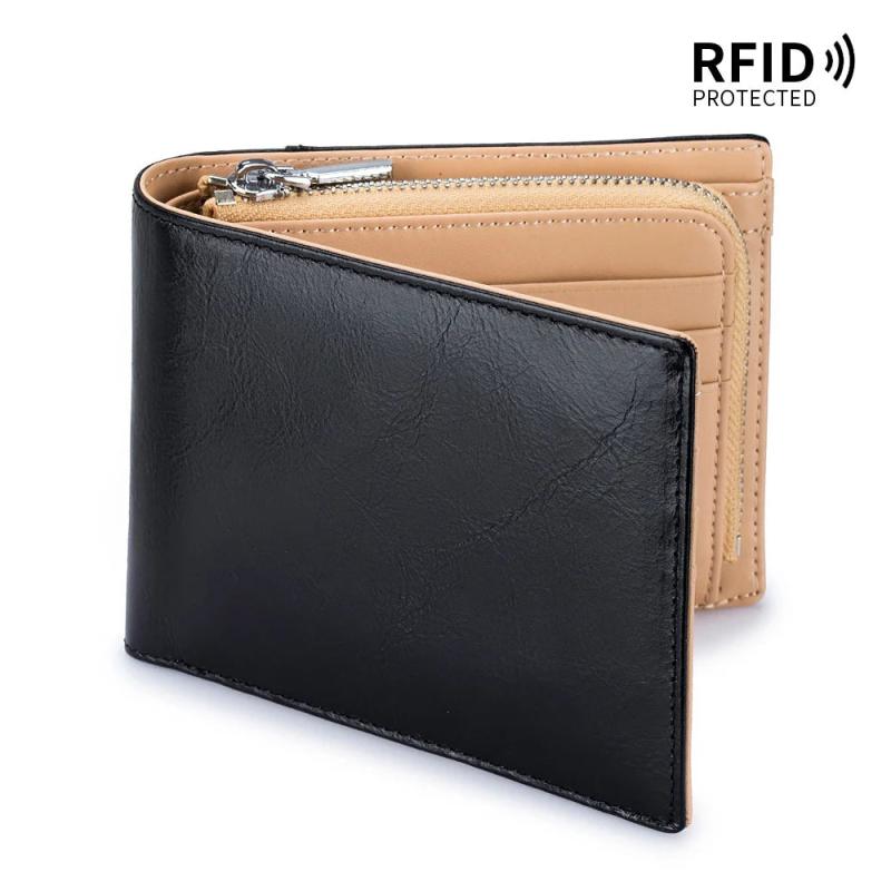 Men's Cow Leather Wallet Retro Two Fold Vertical Wallet