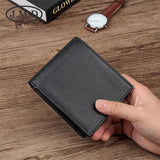 RFID Men's Cowhide Short Wallet Anti-Theft Brush Clip US Dollar Wallet