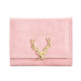 Cartoon Deer Zero Wallet Matte Three-Fold Short Wallet Female Niche
