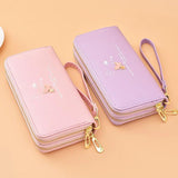 Cartoon Butterfly Wallet Wrist Handbag Double Zipper Large Capacity