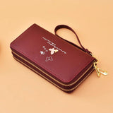 Cartoon Butterfly Wallet Wrist Handbag Double Zipper Large Capacity