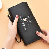 Cartoon Butterfly Wallet Wrist Handbag Double Zipper Large Capacity
