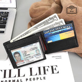 Men's Leather Purse, RFID Anti-Theft, Card Slot, Dollar Wallet