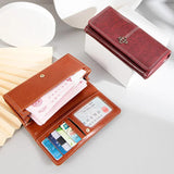 Women's Oil Wax Wallet Zipper Handbag