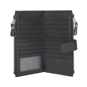 Men's Long Leather Wallet Cowhide Card Holder Handbag