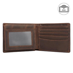 RFID Crazy Horse Leather Horizontal Clip Wallet