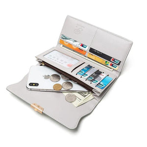 Nieuwe Mode Dames Lange Portemonnee Pu Leer Gestreepte Portemonnee