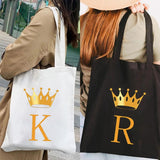 Golden Alphabet Women Shopper Bag Canvas Tote Shoulder Lady Shopping Bag