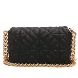 Silver Leather Chain Shoulder Bag for Women