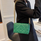 Silver Leather Chain Shoulder Bag for Women