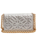 Silver Leather Chain Shoulder Bag for Women