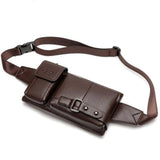 Casual PU Leather Waist Bag Phone Pouch Chest Packs Wide Strap Belt Bag