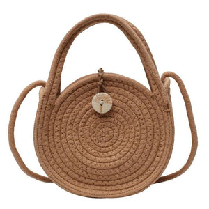 Round Cotton Rope One Shoulder Woven Bag Beach Bag