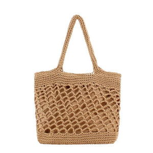 Straw Woven Beach Bag Solid Cotton Thread Hand Woven Bag