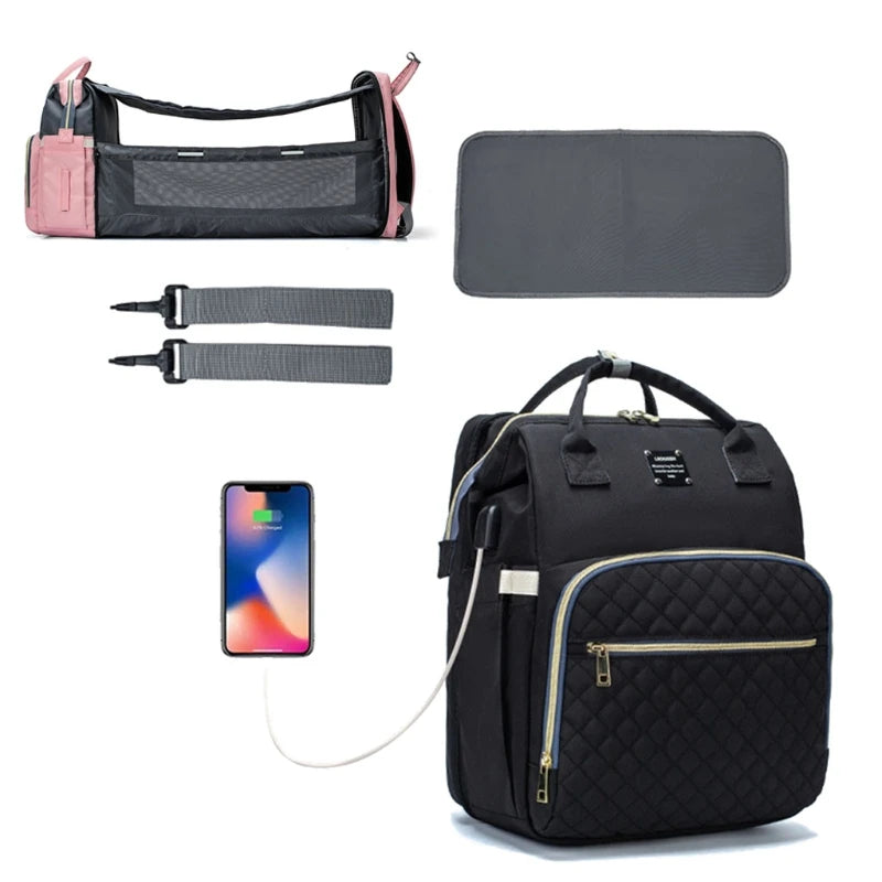 Portable Folding Crib Diaper Backpack