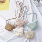 Baby Kid Beach Bucket Cap Straw Sun Hat+Handbag Straw Bag