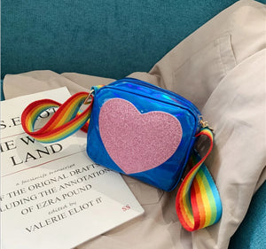 Toddler Shoulder Sequins Rainbow Messenger Handbag Mini Crossbody Bag