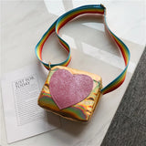 Toddler Shoulder Sequins Rainbow Messenger Handbag Mini Crossbody Bag