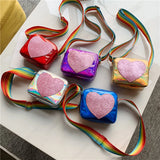 Toddler Shoulder Sequins Rainbow Messenger Handbag Mini Crossbody Bag