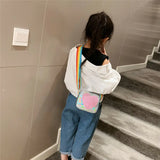 Toddler Girls Rainbow Heart Shoulder Bag Sequins Messenger Handbag