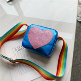 Toddler Girls Rainbow Heart Shoulder Bag Sequins Messenger Handbag