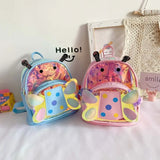 Girls School Bags Leather Backpack Butterfly Princess Girls Bag