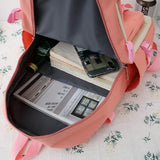 Teenage Girl High School Backpack Set Canvas Travel Bags
