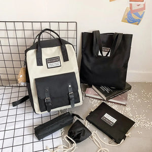 Canvas High School Backpack Set for Teenage Girl