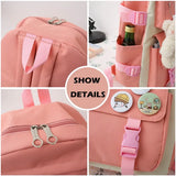 Teenage Girl High School Backpack Set Canvas Travel Bags