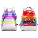 Colorful Stripes Transparent Backpack Bag Ladies Travel Bag