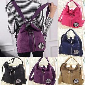 Casual Solid Zipper Backpack Retro Style Girls Book Bag