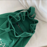 Embroidered Canvas Drawstring School Backpack for Women