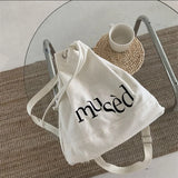 Embroidered Canvas Drawstring School Backpack for Women