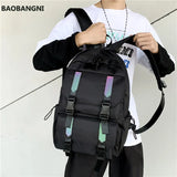 Reflective Strip Nylon Backpack School Travel Bag