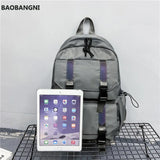 Reflective Strip Nylon Backpack School Travel Bag
