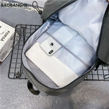 Reflective Strip Nylon Backpack School Travel Bag