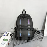 Reflective Strip Nylon Backpack School Travel Bag