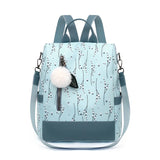 Flower Print School Backpack Women Travel Bag