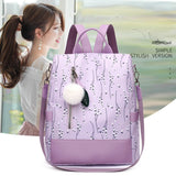 Flower Print School Backpack Women Travel Bag