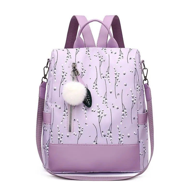 Flower Print Women School Backpack Casual Travel Bag