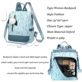 Flower Print Women School Backpack Casual Travel Bag